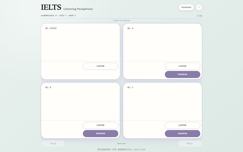 Screenshot of IELTS Listening Paraphrase